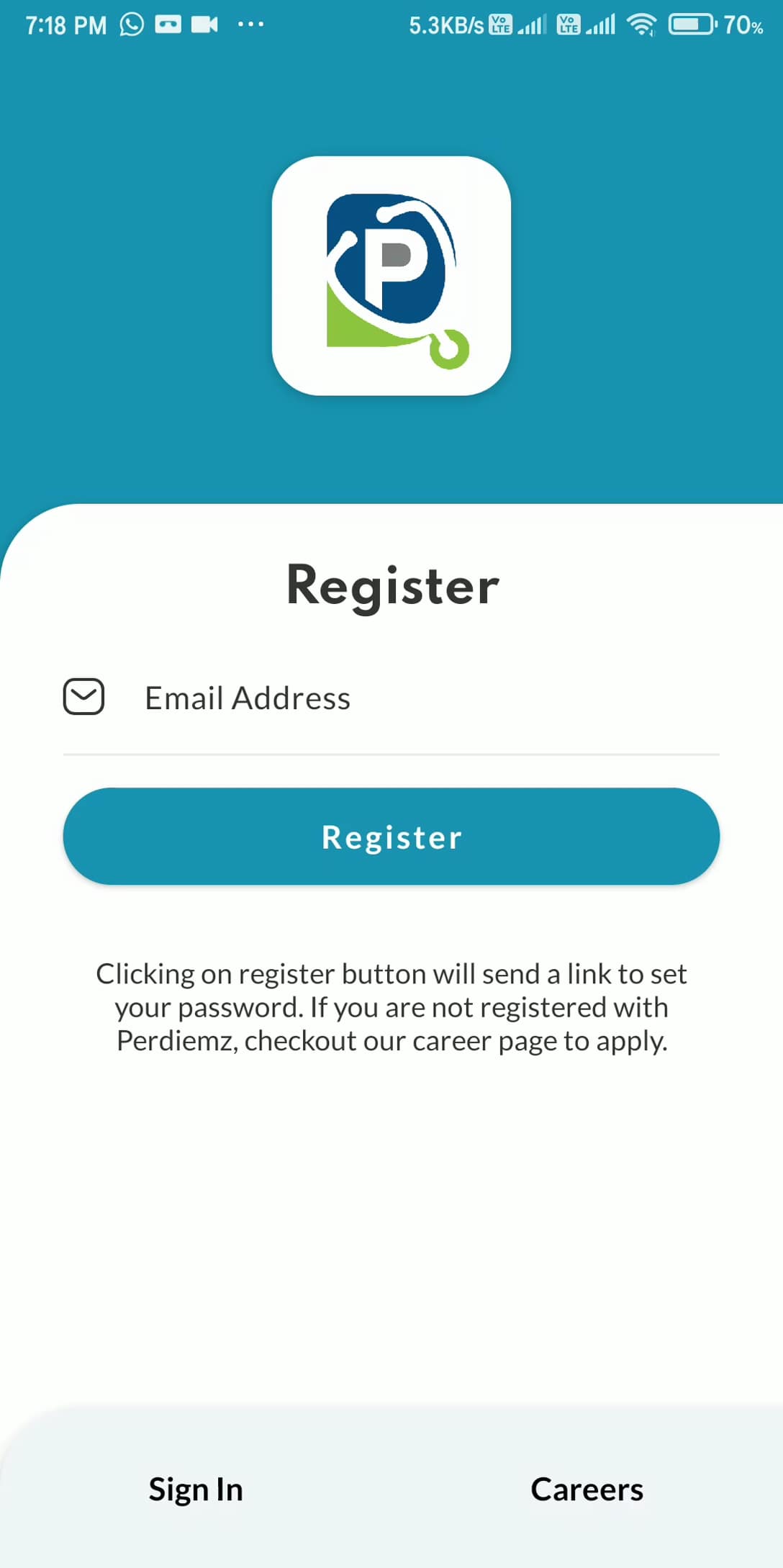 register with perdiemz app