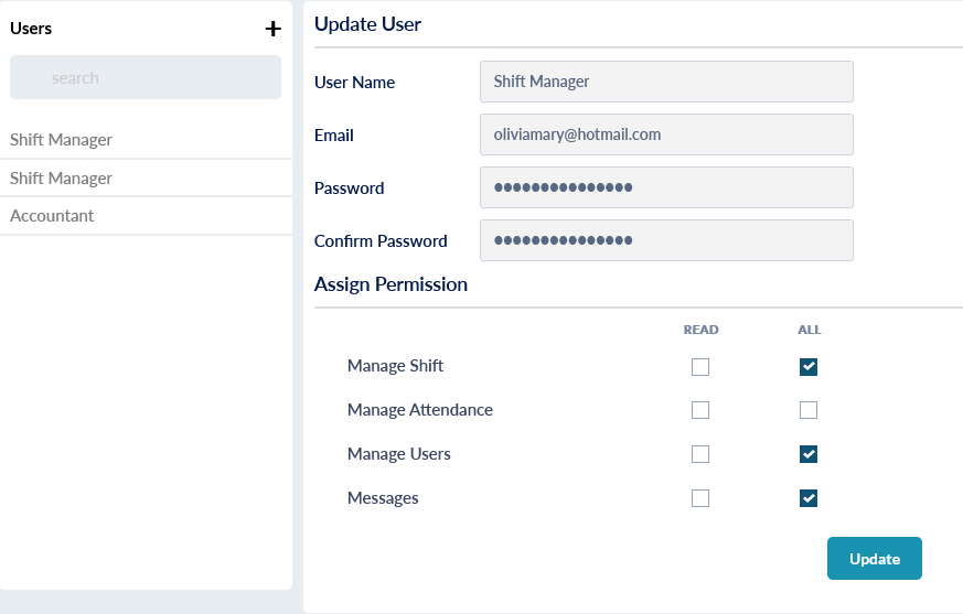 user management of portal